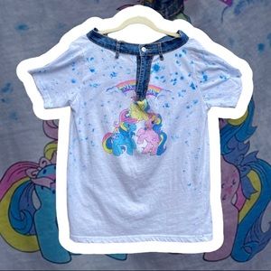 My Little Pony Upcycled Tee with Denim Detail